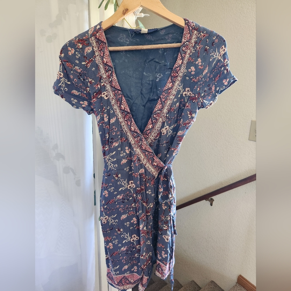 Francesca's/Blue Rain Rustic Floral Wrap Dress